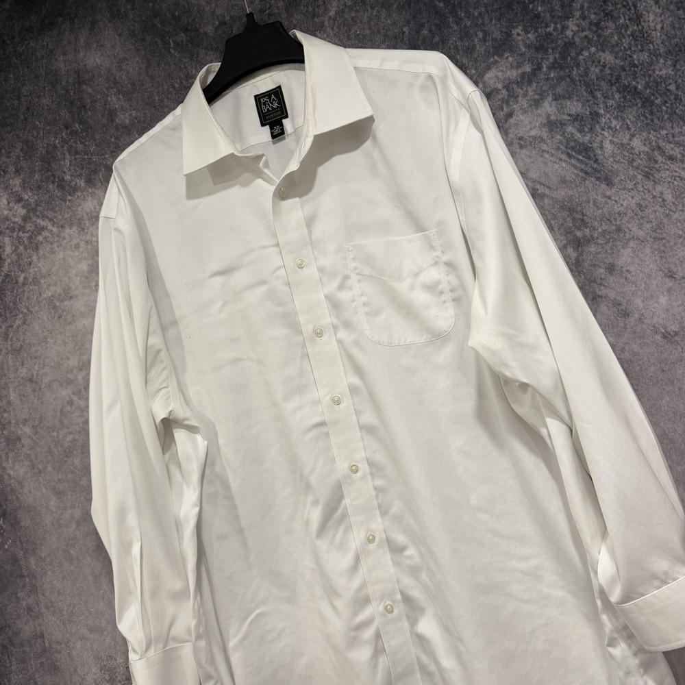Jos. A. Bank Traveler's Collection Men's White Solid Cotton Shirt 18-34 (2XL)